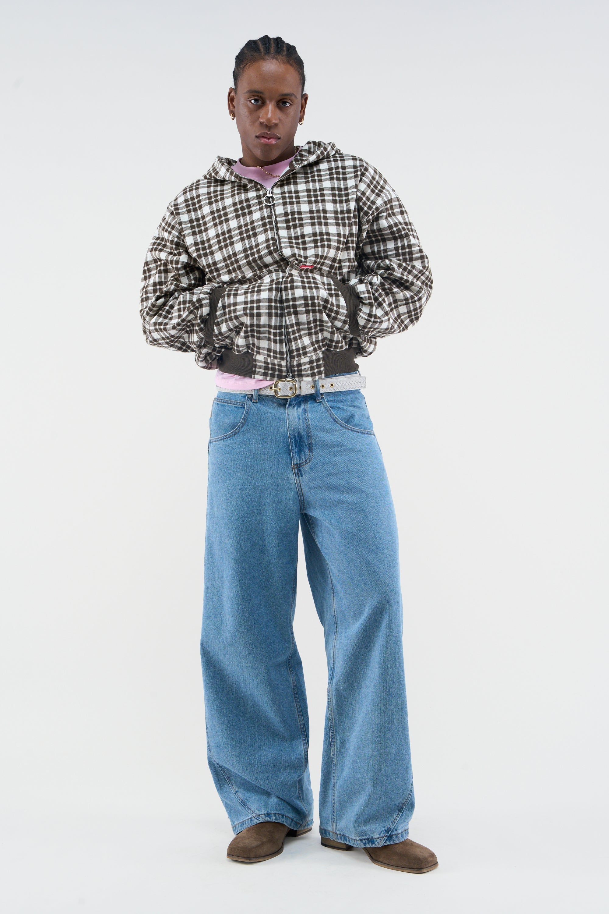 Cremallera de cuadros marrones Scff