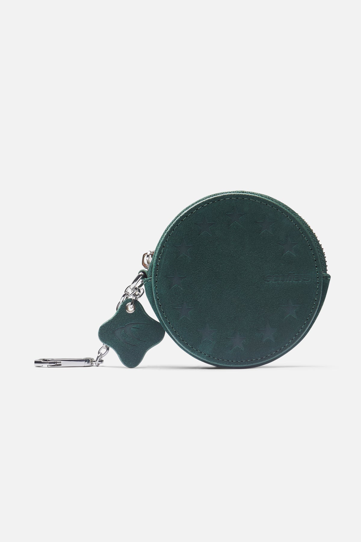 Cartera con llavero de ante verde