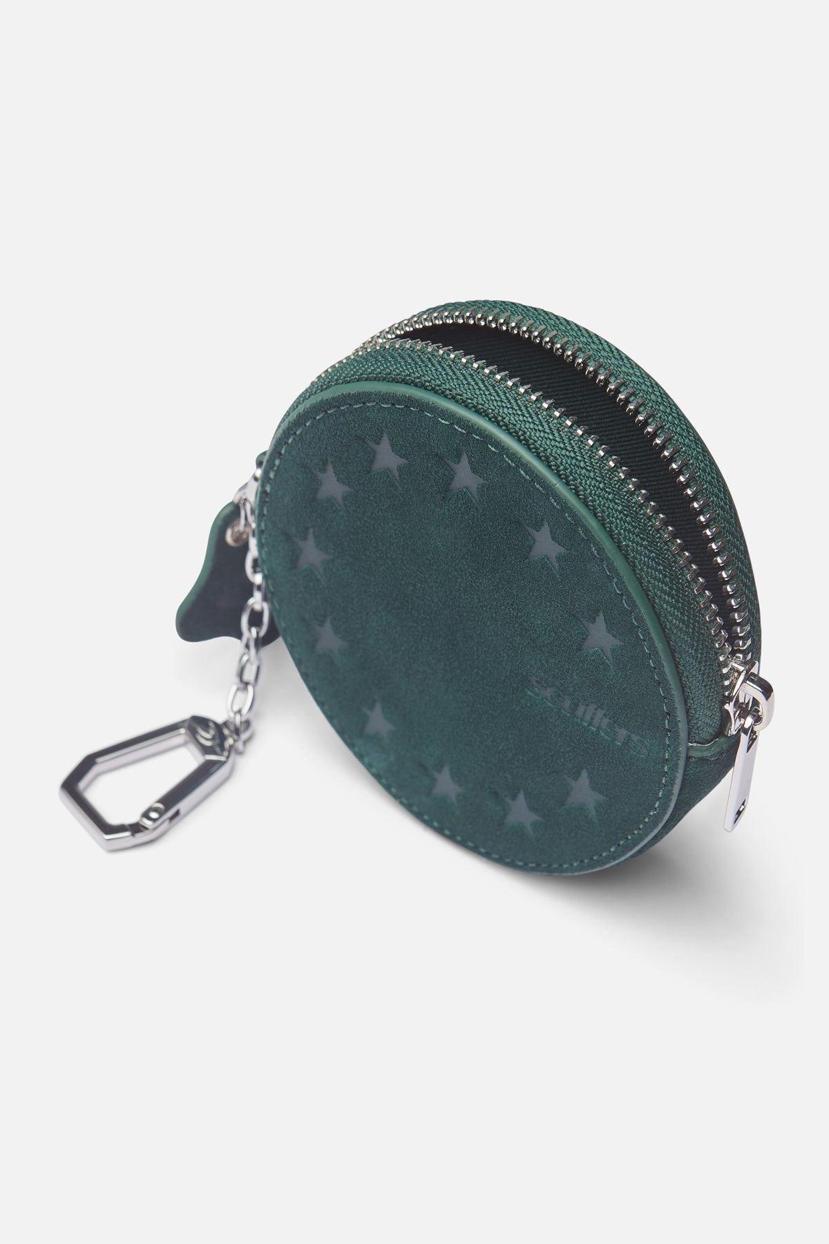 Cartera con llavero de ante verde